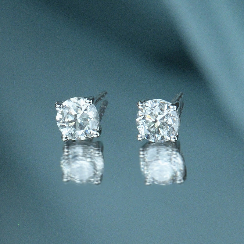 Boucle D'Oreilles" Single Diamond 1 Carat" D1Ct/2 - Gold Blanc 750/1000