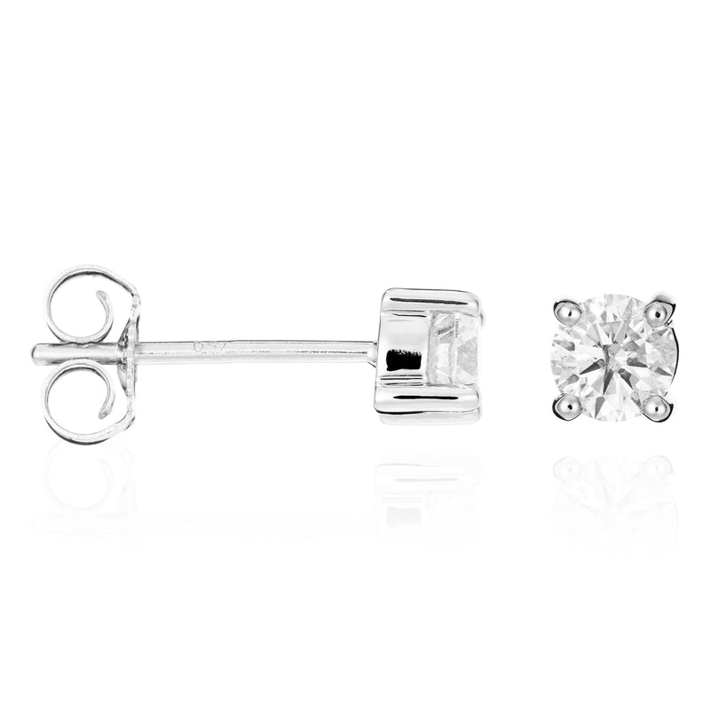 Boucles D'Oreilles" Single Diamond 1 Carat" D1Ct/2 - Or Blanc 750/1000