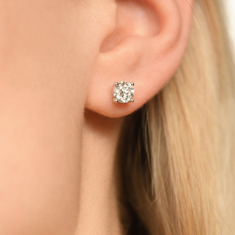 Boucles D'Oreille "Puces 2Ct" - Or Blanc 750/1000