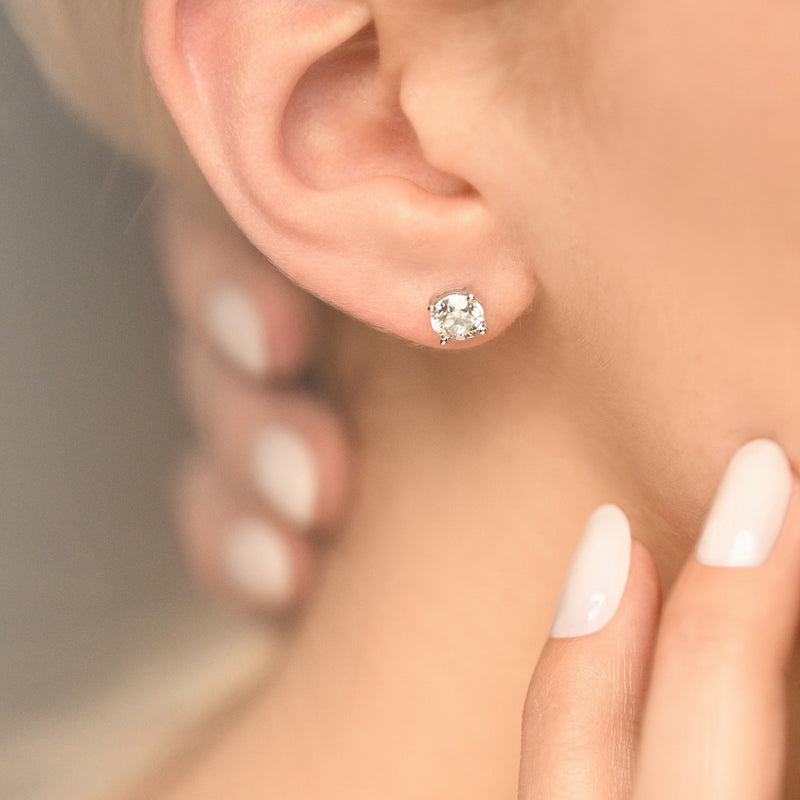 Boucles D'Oreille "Puces 2Ct" - Or Blanc 750/1000