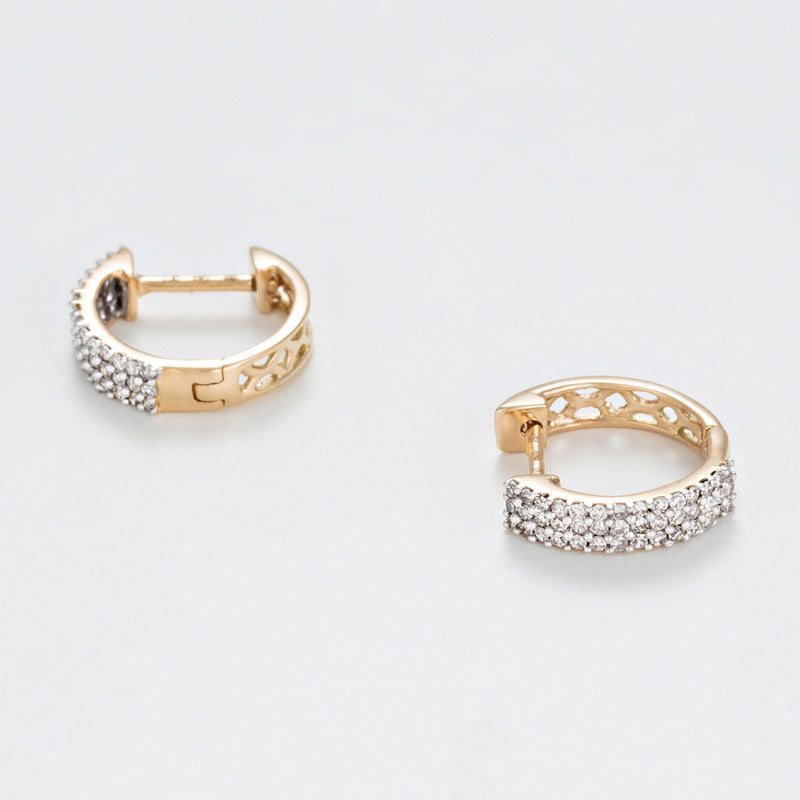 Boucles D'Oreilles "Rangs Scintillants" Diamants 0,25Ct/84 - Or Jaune 750/1000