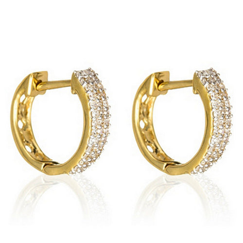 Boucles D'Oreilles "Rangs Scintillants" Diamants 0,25Ct/84 - Or Jaune 750/1000