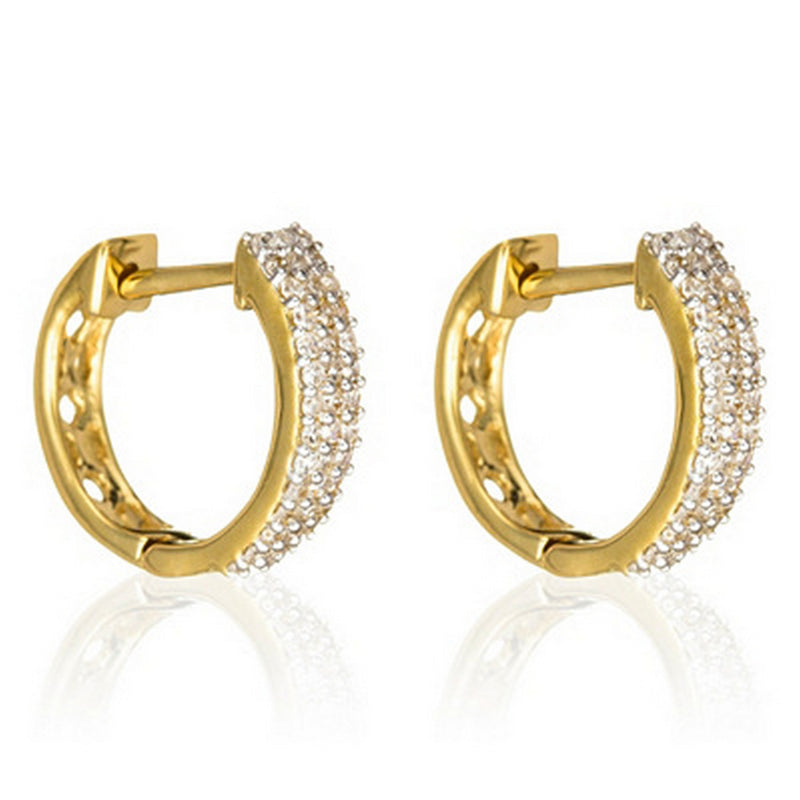 Boucles D'Oreilles "Rangs Scintillants" Diamants 0,25Ct/84 - Or Jaune 750/1000