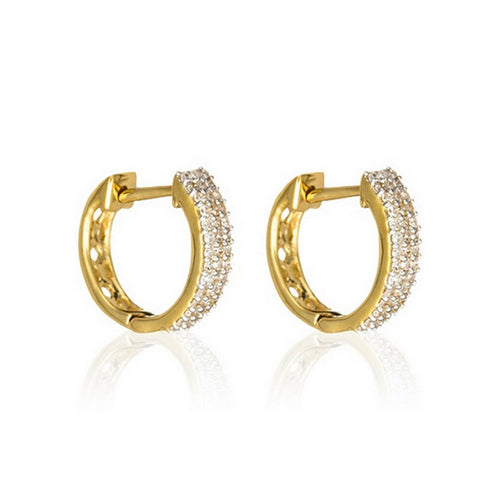 Boucles D'Oreilles "Rangs Scintillants" Diamants 0,25Ct/84 - Or Jaune