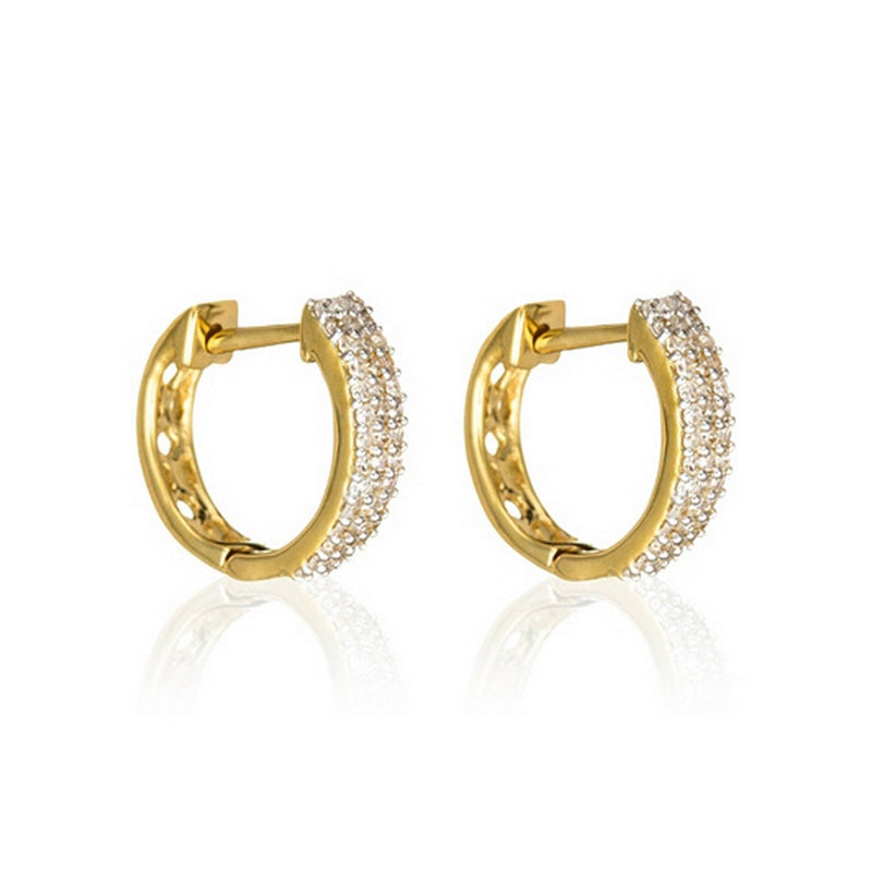 Boucles D'Oreilles "Rangs Scintillants" Diamants 0,25Ct/84 - Or Jaune