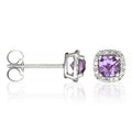 Boucles D'Oreilles "Popi Coussin Amethyste" Diamants 0,07Ct/32 ; Am0,6/2