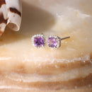 Boucles D'Oreilles "Popi Coussin Amethyste" Diamants 0,07Ct/32 ; Am0,6/2 - Or Blanc