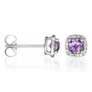 Boucles D'Oreilles "Popi Coussin Amethyste" Diamants 0,07Ct/32 ; Am0,6/2 - Or Blanc