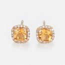 Earrings "Popi Coussin Citrine" Diamond 0,07/32 + Citrine 0,6/2 - Yellow Gold 375/1000