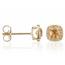 Earrings "Popi Coussin Citrine" Diamond 0,07/32 + Citrine 0,6/2 - Yellow Gold 375/1000