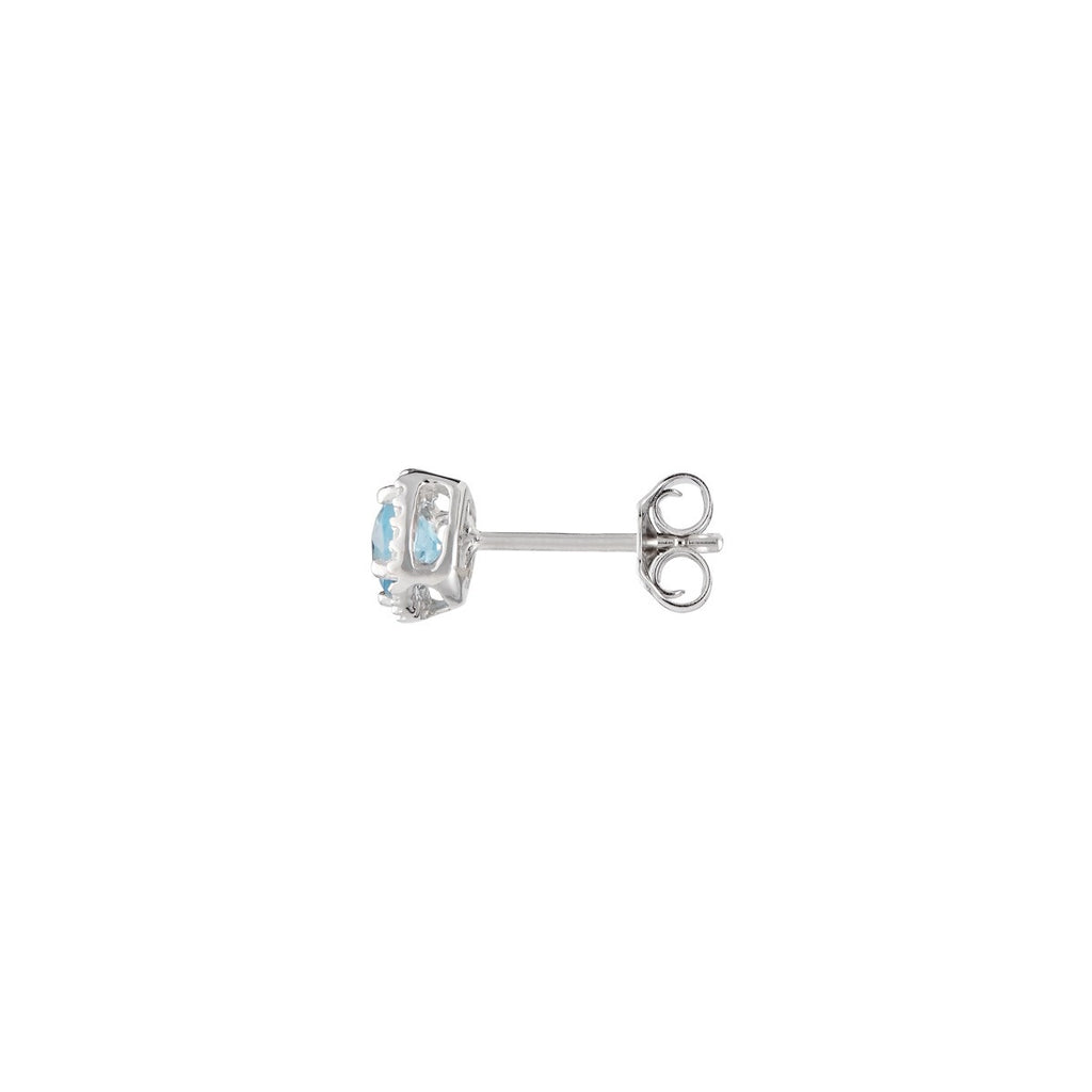 “Popi Cushion Blue Topaz” Earrings Diamond: 0.07/32 + Topaz 0.6/2 – White Gold