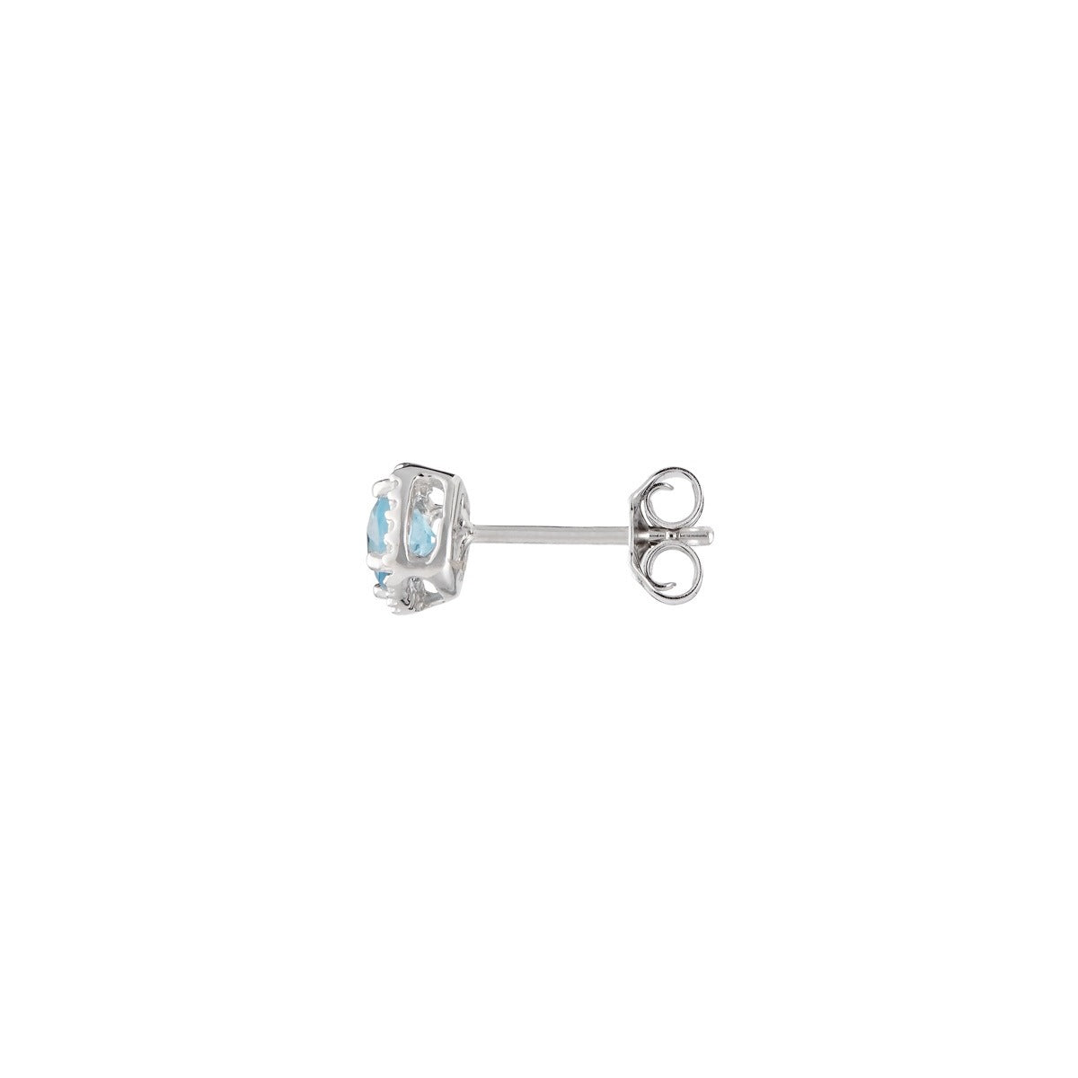 “Popi Cushion Blue Topaz” Earrings Diamond: 0.07/32 + Topaz 0.6/2 – White Gold