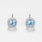 "Popi Coussin Topaze Bleue"-Øreringe Diamant: 0,07/32 + Topas 0,6/2