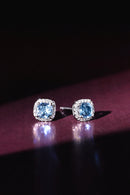 Boucles D'Oreilles "Popi Coussin Topaze Bleue" Diamant: 0,07/32 + Topaze 0,6/2 - Or Jaune 750/1000