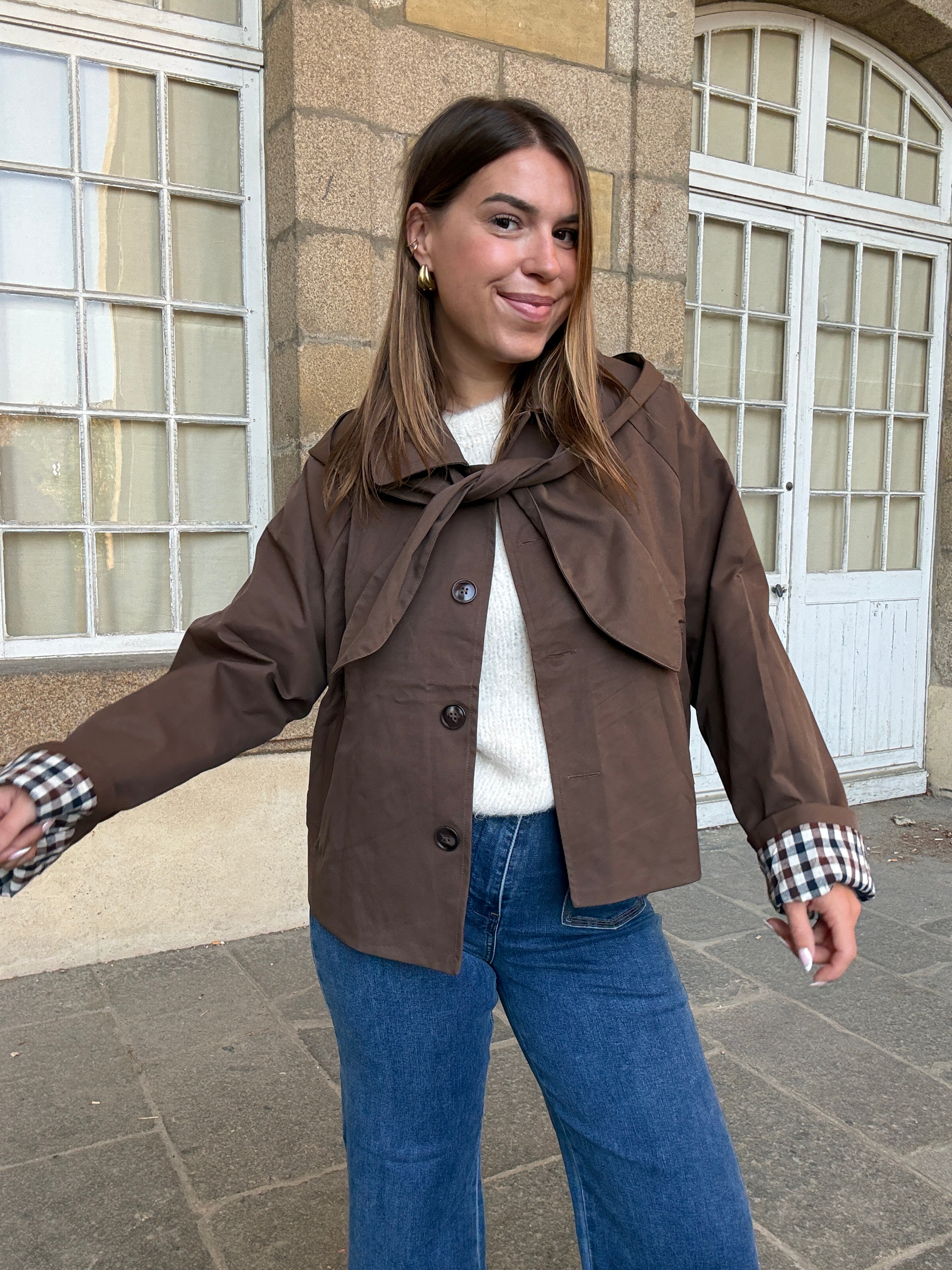 Veste à capuche amovible Garance chocolat