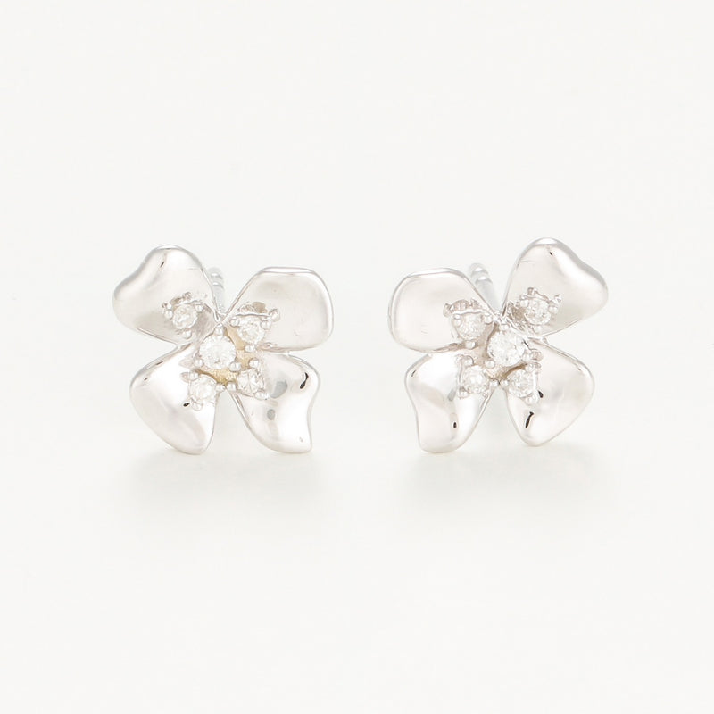 Boucles D'Oreilles "Pistil" - Or Blanc 375/1000