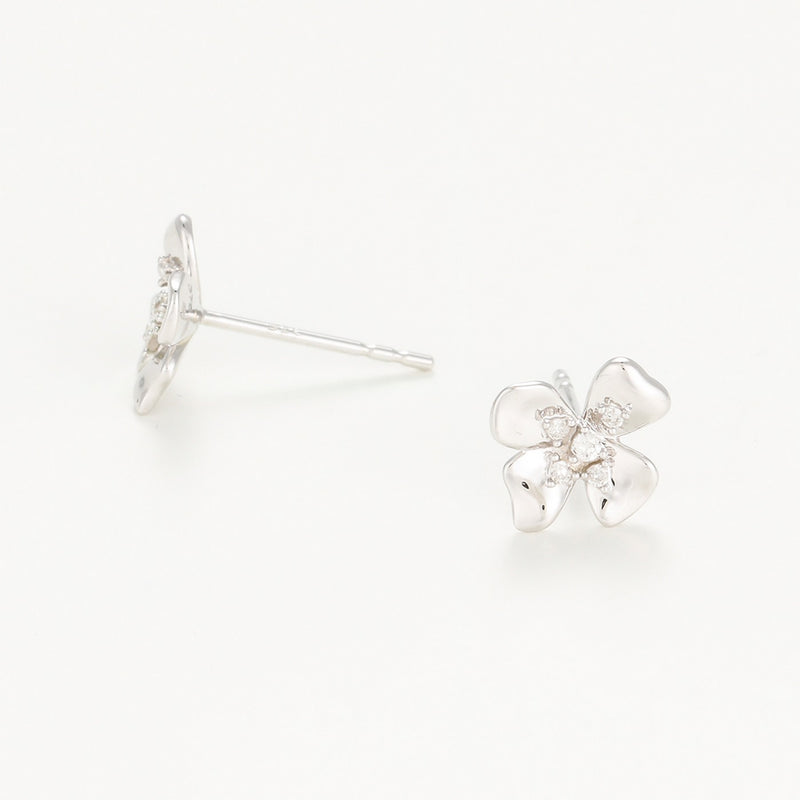 Pistil" Earrings - Gold Blanc 375/1000