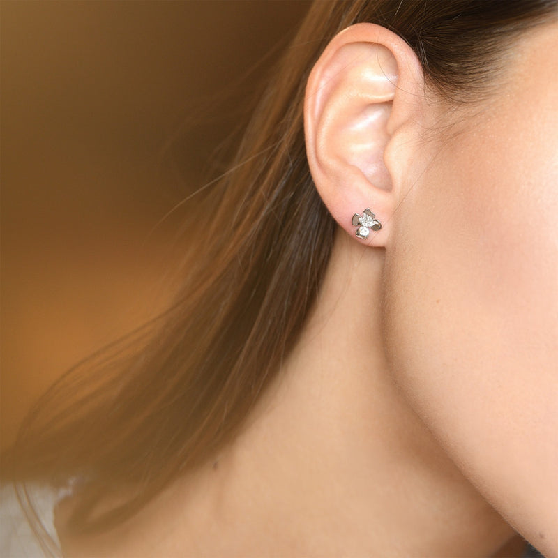 Pistil" Earrings - Gold Blanc 375/1000