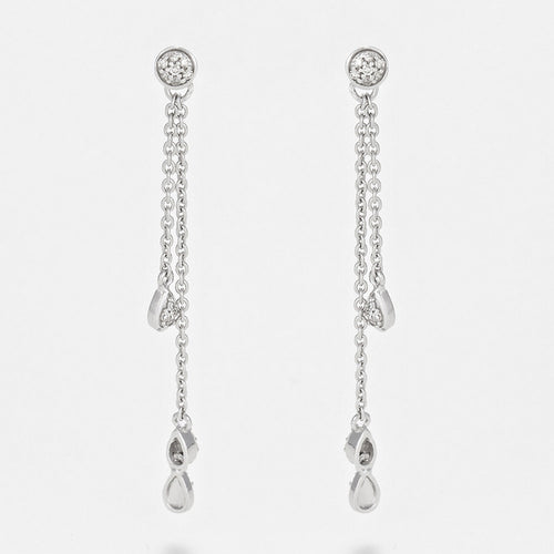 Boucles D'Oreilles "Diamond Falls" D0,1/38 - Or Blanc 375/1000