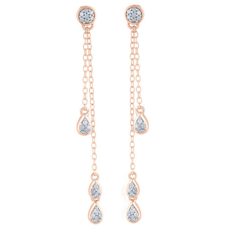 Pendientes "Diamond Falls" 0.1/38 Diamante - Oro Rosa 375/1000