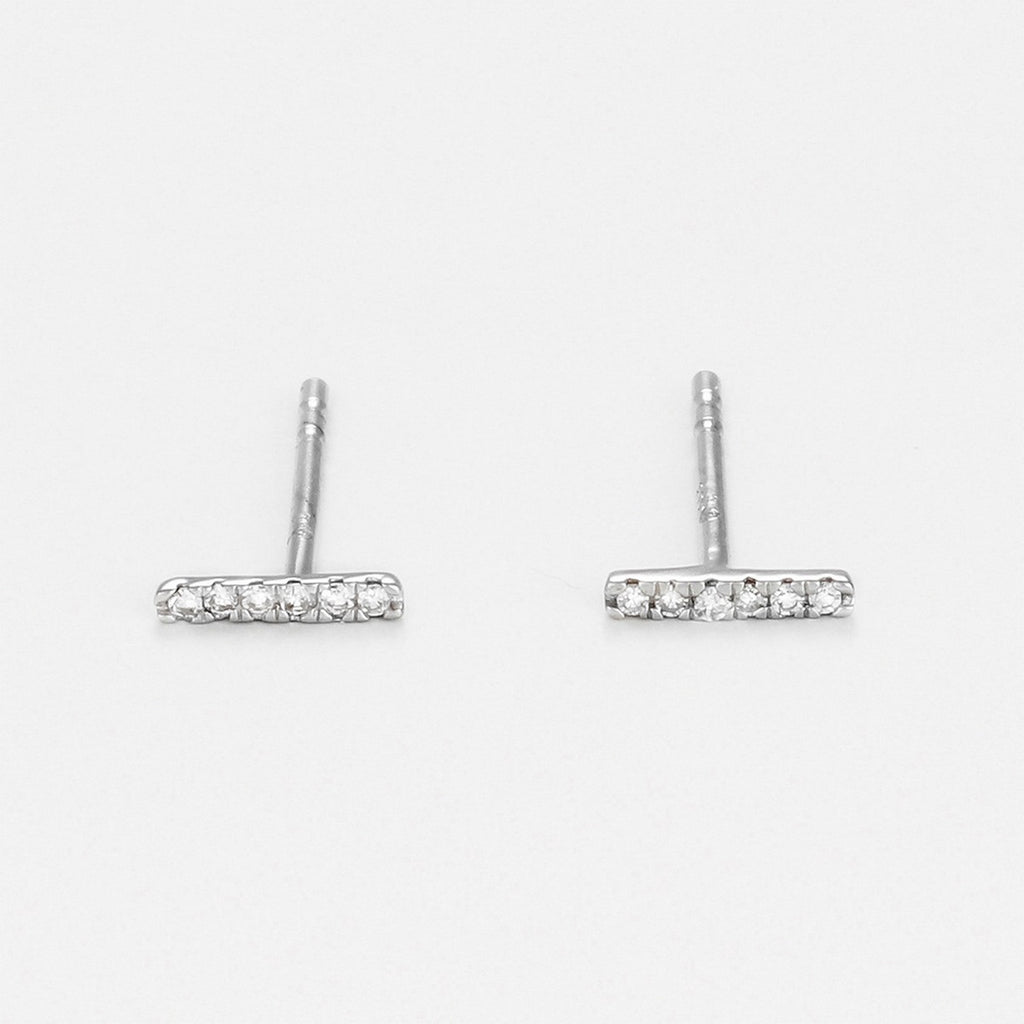 Boucles D'Oreilles "Precious Barrette" Diamants 0,03/12 - Or Blanc