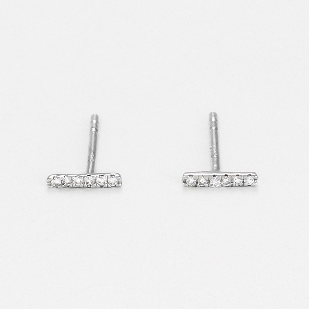 Boucles D'Oreilles "Precious Barrette" Diamants 0,03/12 - Or Blanc