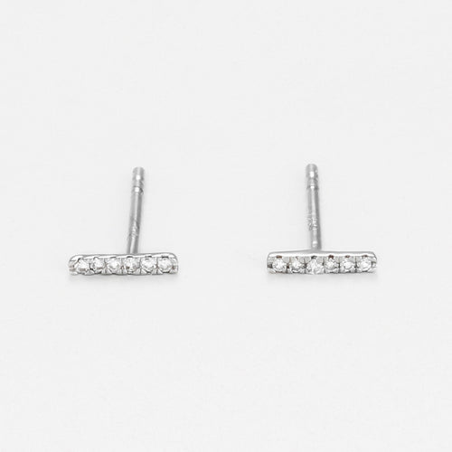 Boucles D'Oreilles "Precious Barrette" Diamants 0,03/12 - Or Blanc 375/1000