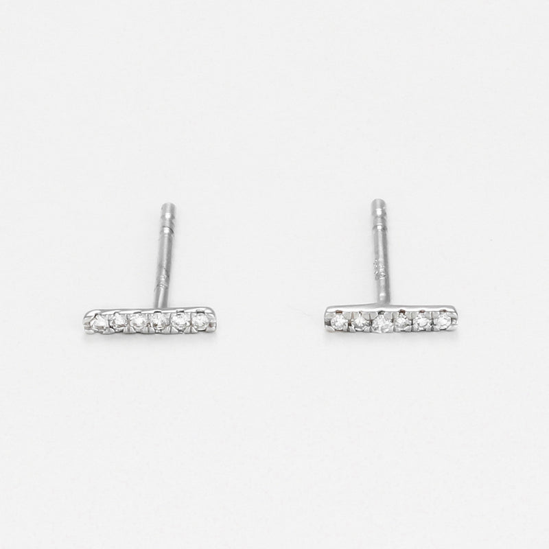 Boucles D'Oreilles "Precious Barrette" Diamants 0,03/12 - Or Blanc 375/1000