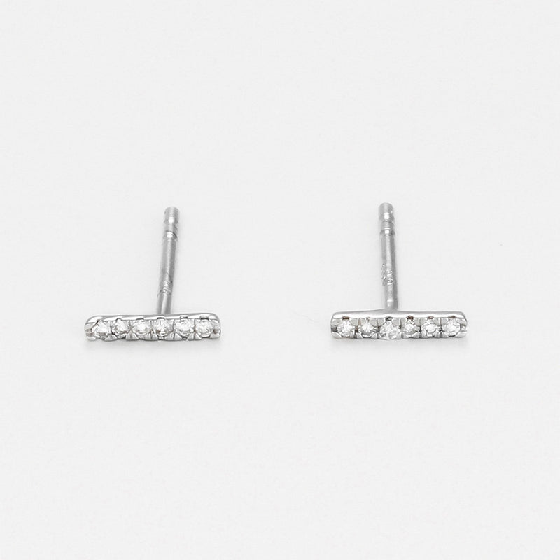 Boucles D'Oreilles "Precious Barrette" D0,03/12 - Or Blanc 375/1000