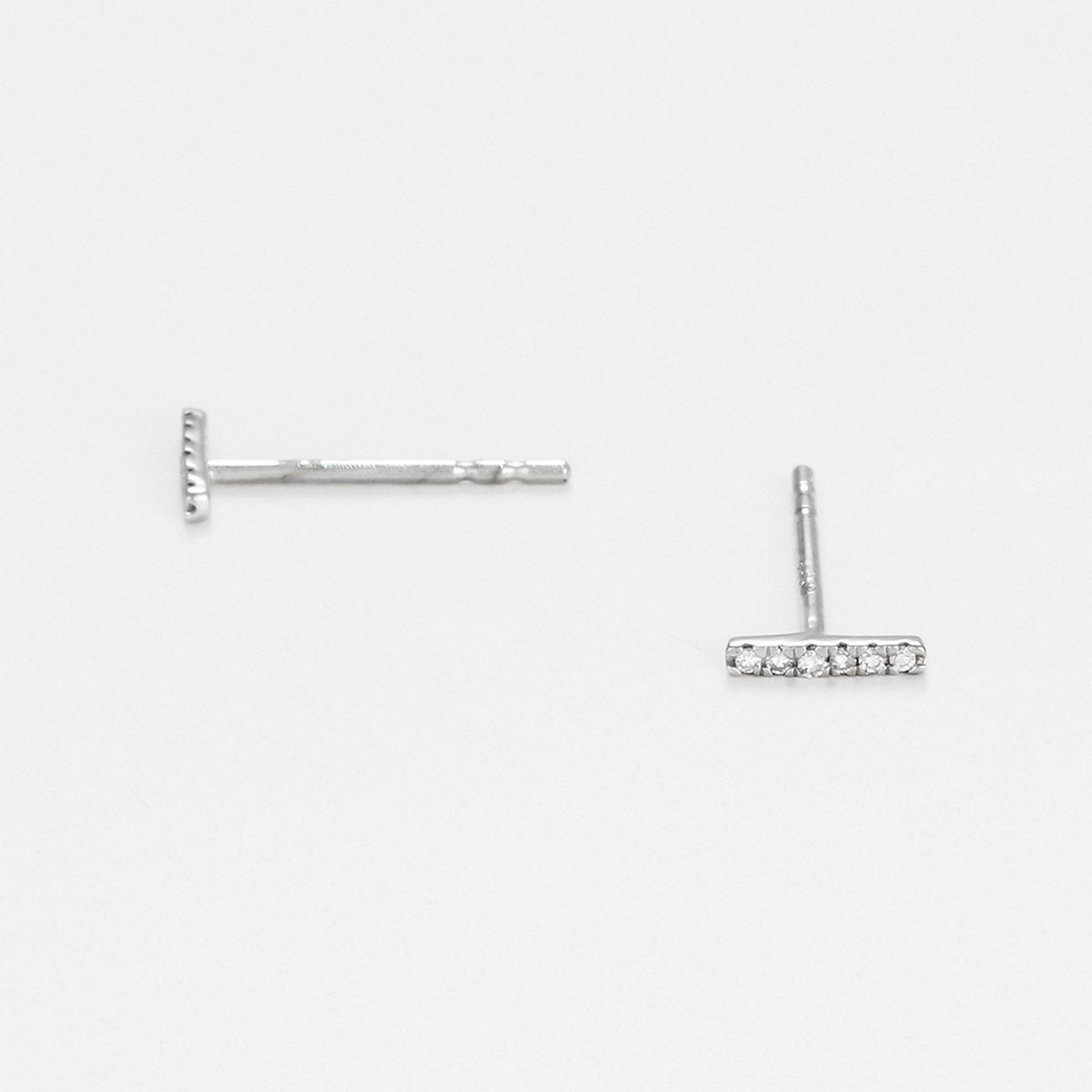 Boucles D'Oreilles "Precious Barrette" Diamants 0,03/12 - Or Blanc