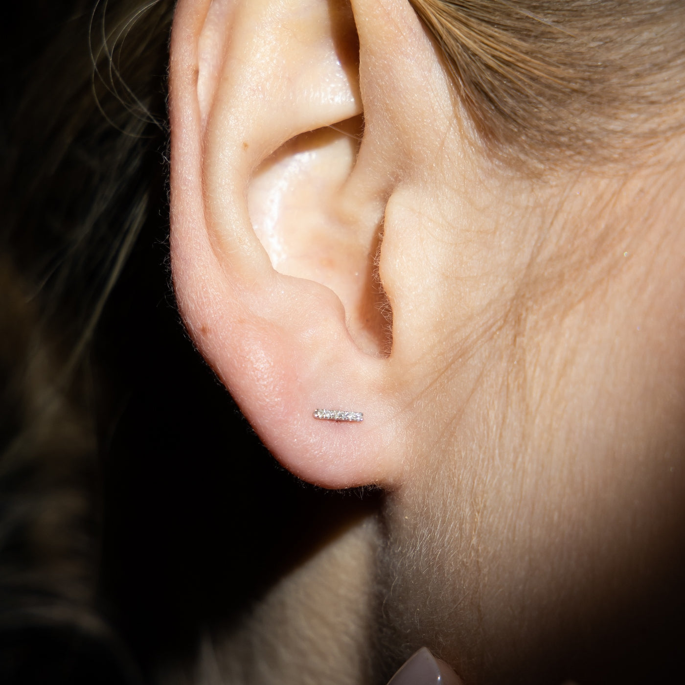 Pendientes "Precious Barrette" D0.03/12 - Oro blanco 375/1000