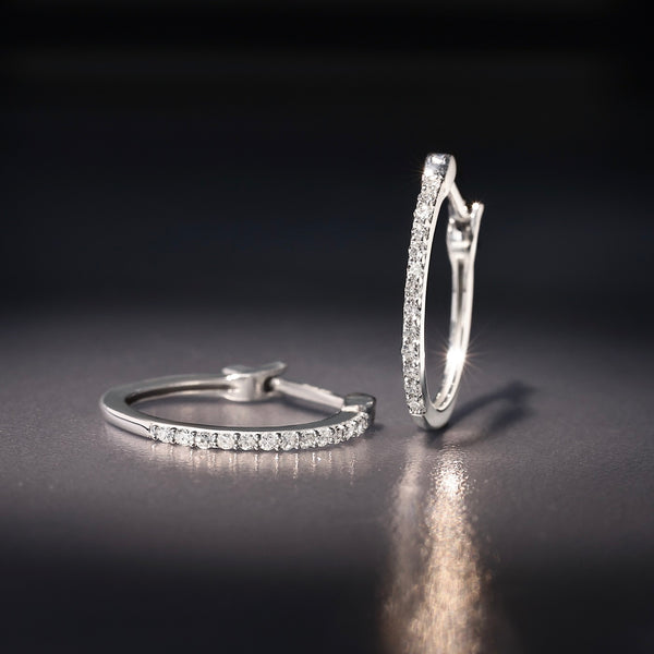 Boucles D'Oreilles "Créoles Sublimes" Diamants 0,10Ct/26