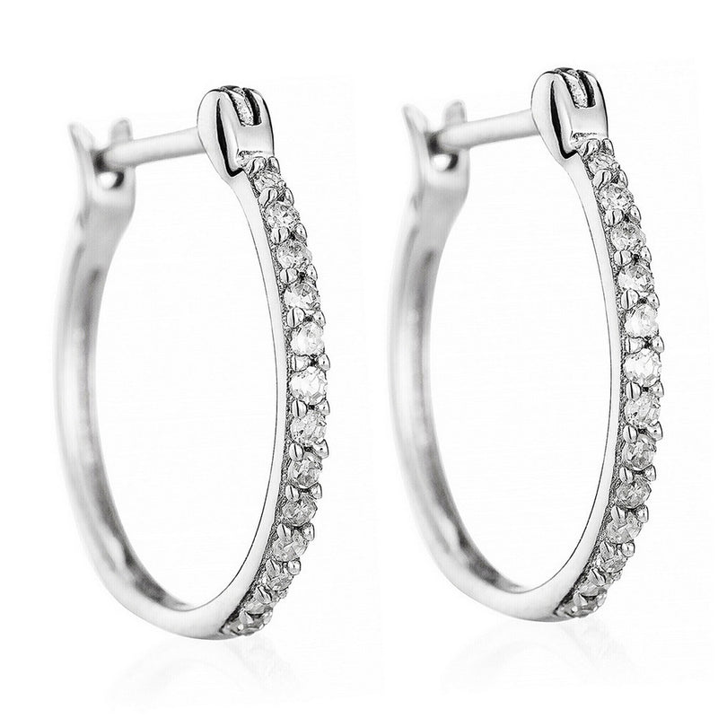 Boucles D'Oreilles "Créoles Sublimes" D0,10Ct/26 - Or Blanc 375/1000