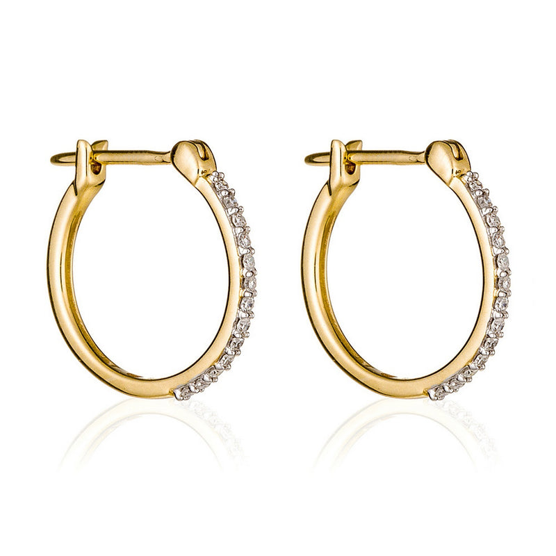 Boucles D'Oreilles "Créoles Sublimes" Diamant: 0,10Ct/26 - Or Jaune 375/1000