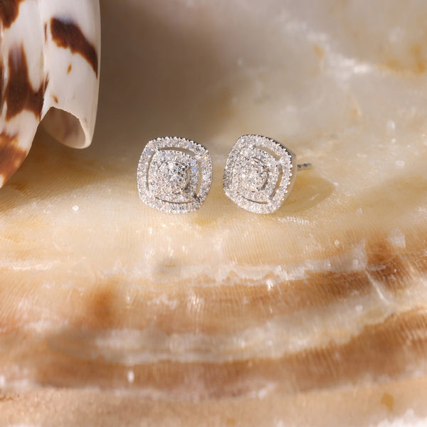Boucles D'Oreilles "Carré Richesse" Diamants 0,25/116