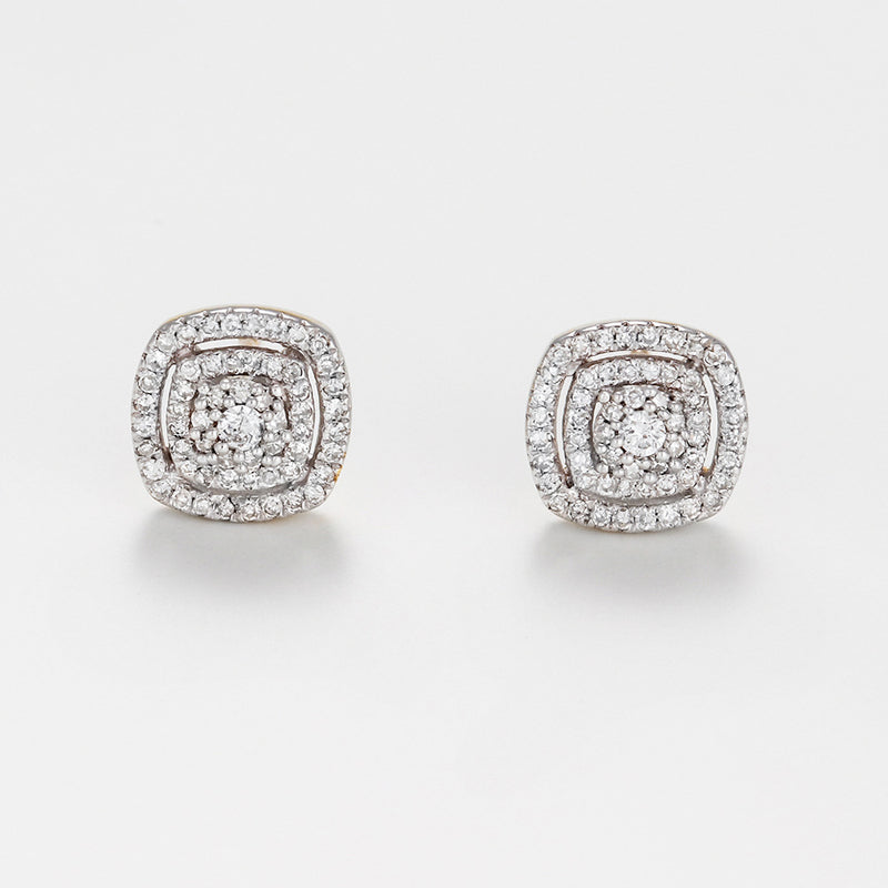 Boucles D'Oreilles "Carré Richesse" Diamants 0,25/116 - Or Jaune 375/1000