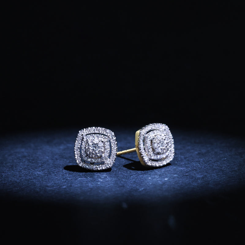 Boucles D'Oreilles "Carré Richesse" Diamants 0,25/116 - Or Jaune 375/1000