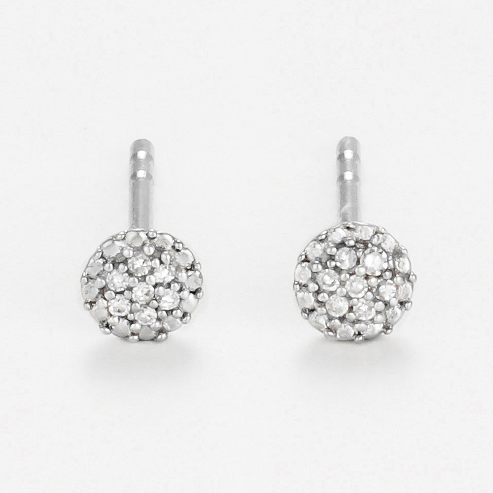 Boucles D'Oreilles "Round Stud" Diamants 0,02/14