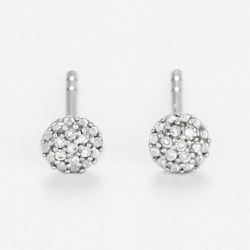 Boucles D'Oreilles "Round Stud" Diamants 0,02/14 - Or Blanc 375/1000