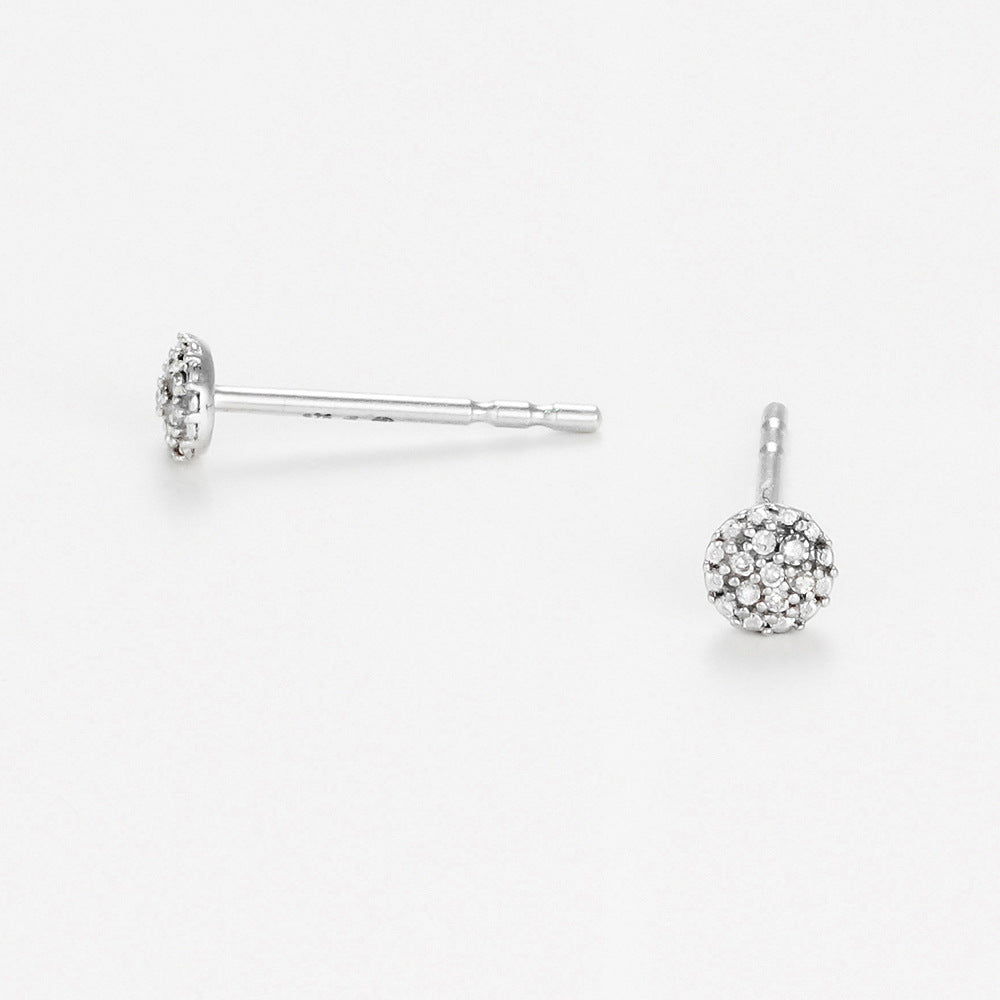 Boucles D'Oreilles "Round Stud" Diamants 0,02/14
