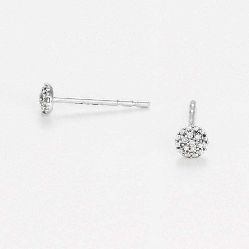 Round Stud Earrings with 0.02/14 Diamonds - White Gold