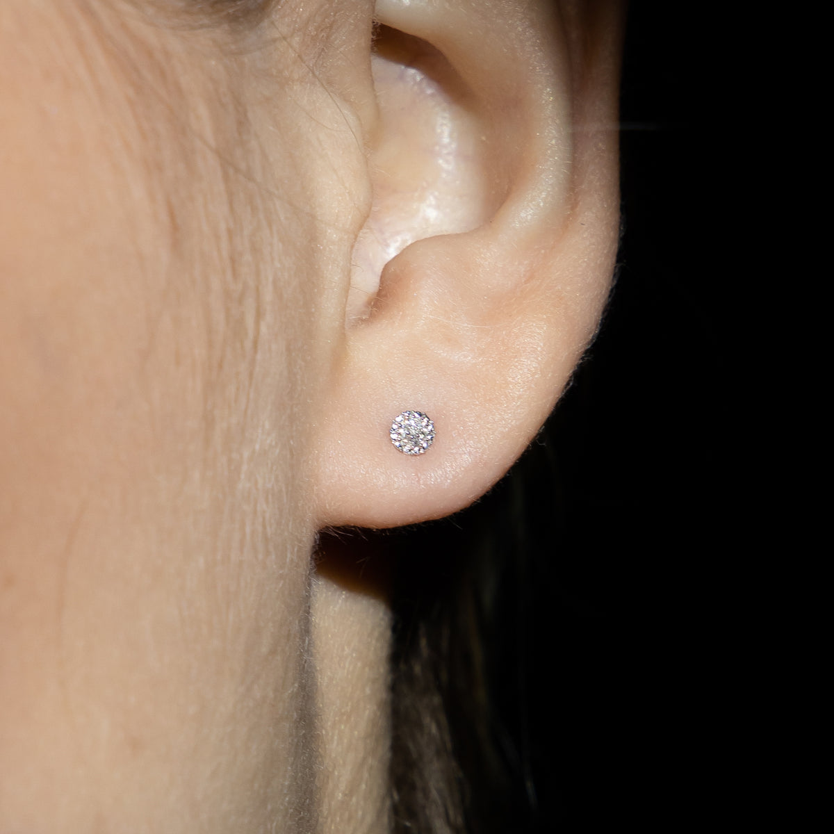 Boucles D'Oreilles "Round Stud" Diamants 0,02/14