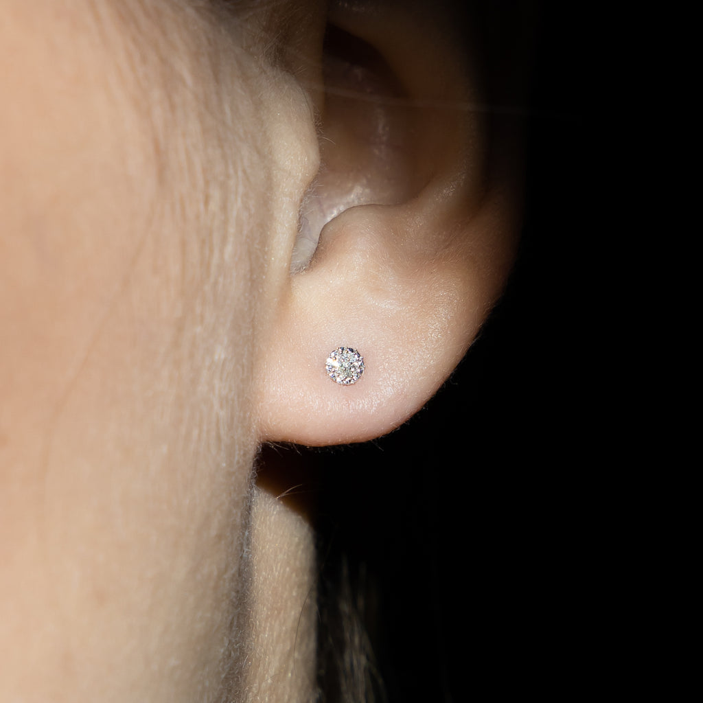 Boucles D'Oreilles "Round Stud" Diamants 0,02/14