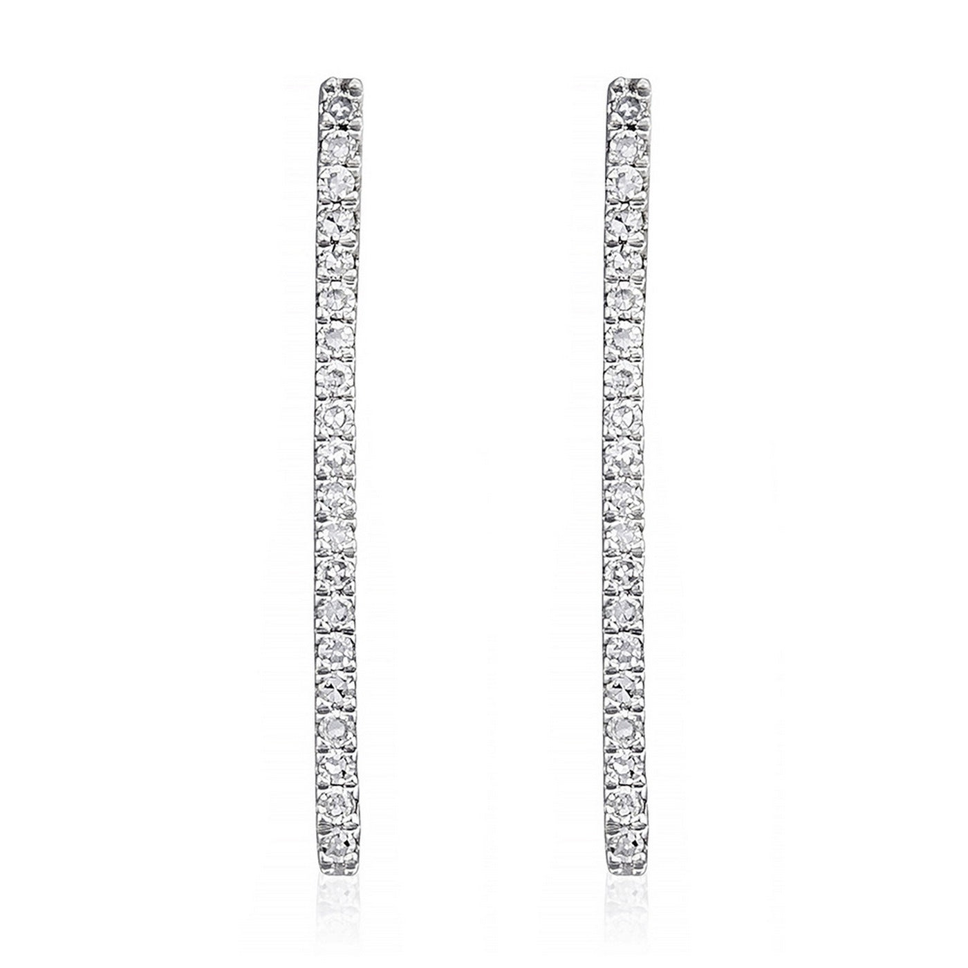 Boucles D'Oreilles "Straight Fall" D0,1/40 - Or Blanc 375/1000