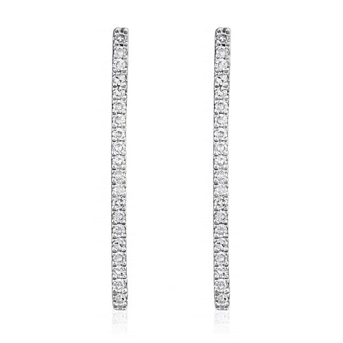 Boucles D'Oreilles "Straight Fall" D0,1/40 - Or Blanc 375/1000