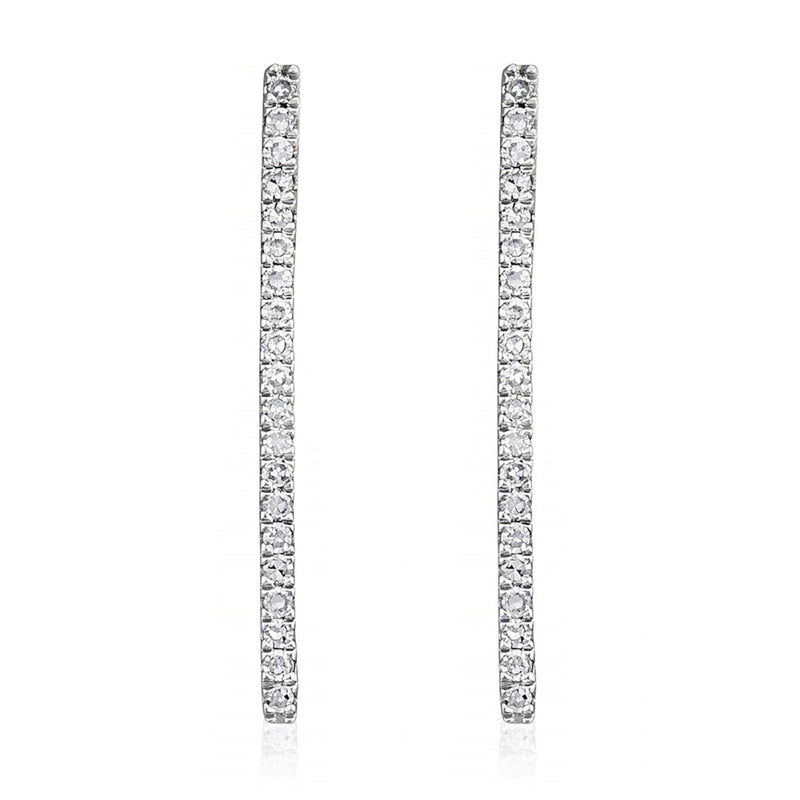 Boucles D'Oreilles "Straight Fall" D0,1/40 - Or Blanc 375/1000