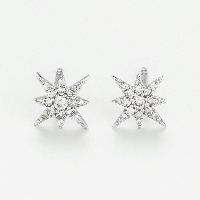 Blanc Pendientes "Estrella" 0,12Ct/ 34 - Oro 375/1000