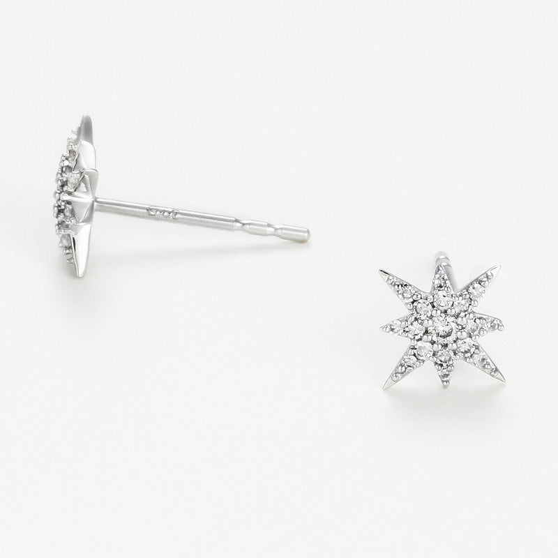 Earrings "Star" 0,12Ct/ 34 - Gold Blanc 375/1000