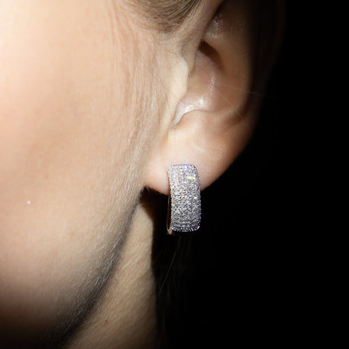 Boucles D'Oreilles "Carat Pavé" Diamant 1,00/210 - Or Blanc 375/1000