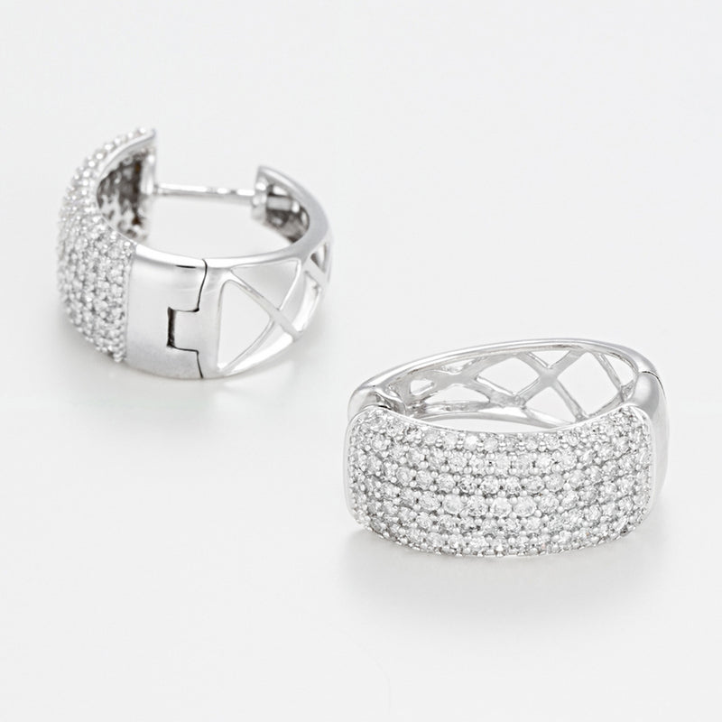 Boucles D'Oreilles "Carat Pavé" Diamant 1,00/210 - Or Blanc 375/1000